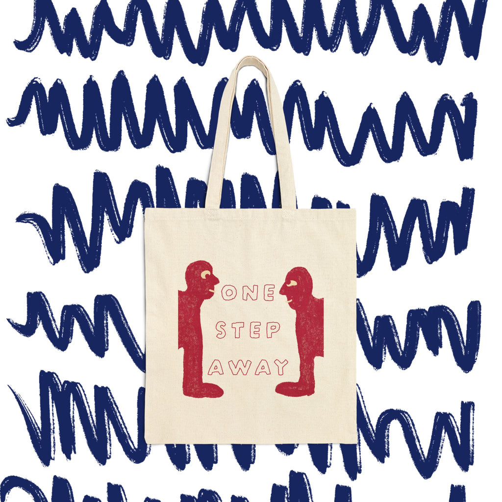 Tote Bag — "One Step Away" Retro Illustration Cotton Tote