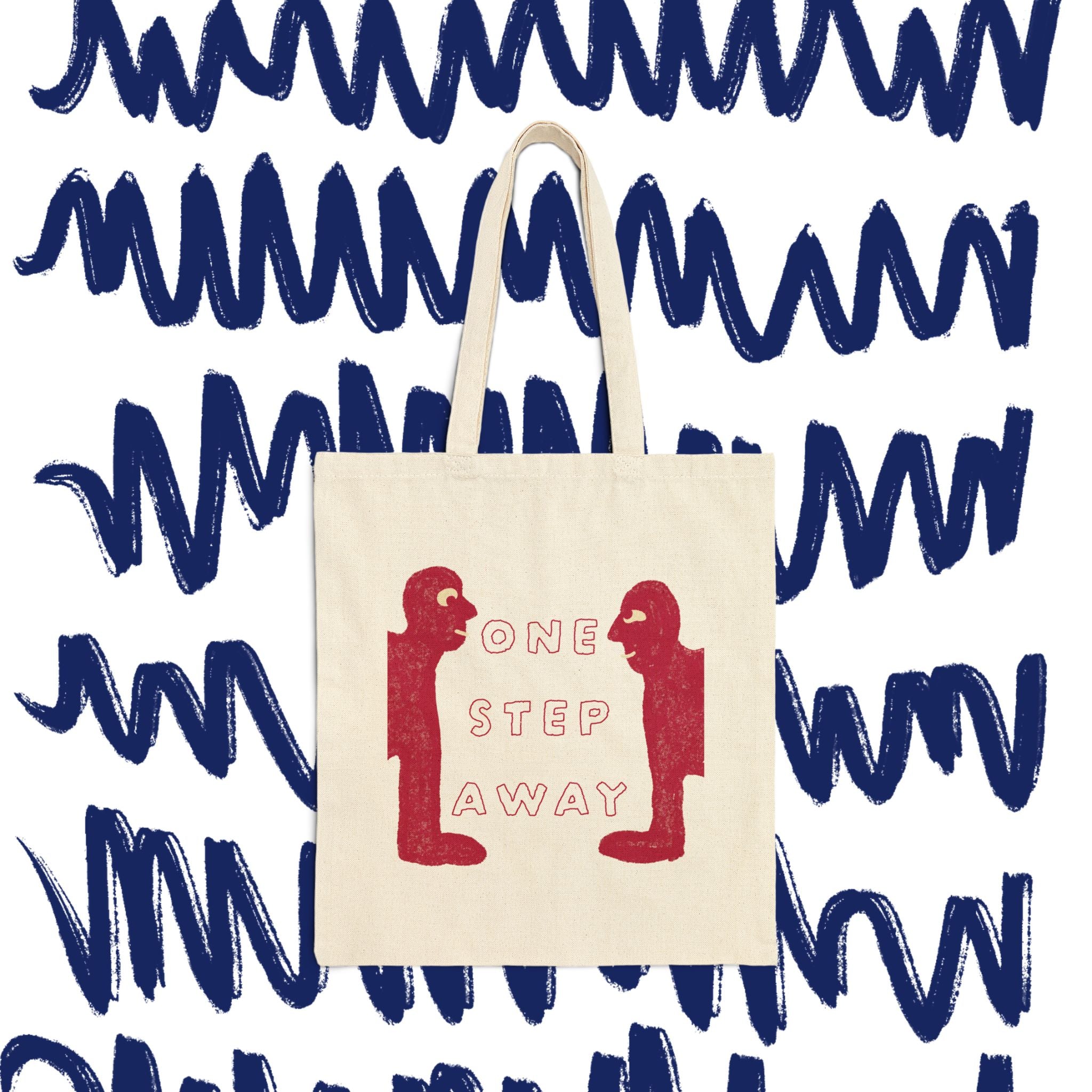 Tote Bag — "One Step Away" Retro Illustration Cotton Tote